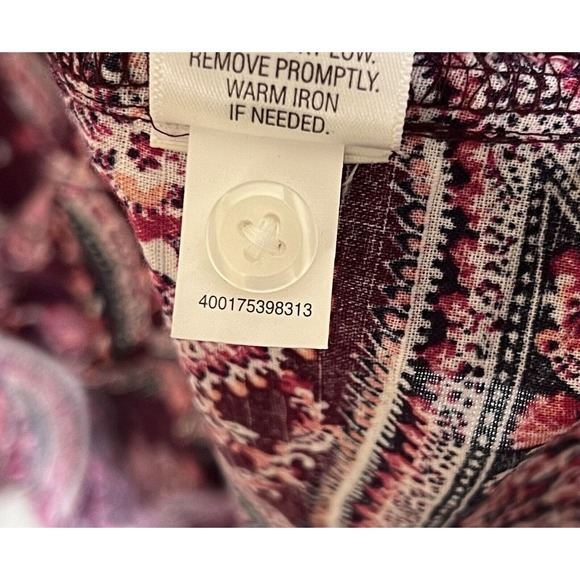 Croft & Barrow‎ 3/4 Roll Tab Sleeve Floral Paisley Button Up Top Womens Sz Small - Picture 5 of 11